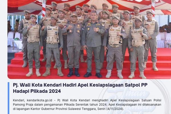 Pj Wali Kota Kendari Tegaskan Kesiapan Jajaran dalam Apel Kesiapsiagaan Pilkada