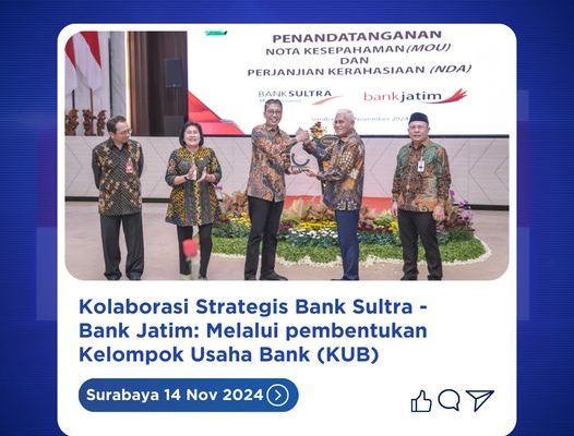 Mendorong Pertumbuhan Ekonomi Daerah, Bank Sultra Teken MoU dengan Bank Jatim