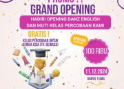 Grand Opening Danz English, Kelas Percobaan Gratis untuk Semua Usia!