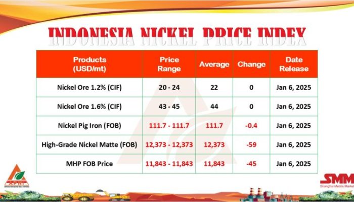 Produk Olahan Nikel, NPI hingga MHP, Mengalami Penurunan Harga Pekan Ini
