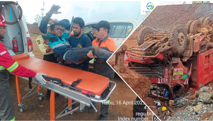 LAGI, KECELAKAAN KERJA GUNCANG KAWASAN PT. IPIP KOLAKA: Rem Blong, Dump Truck Terguling!