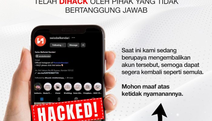 Akun Instagram Swiss-Belhotel Kendari Diretas Pihak Tak Bertanggung Jawab