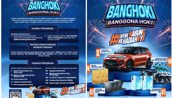 Mulai Juli Ini! Bank Sultra Gelar Undian BANGHOKI, Hadiah Miliaran Rupiah Menanti