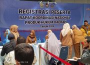 Rakornas Produk Hukum Daerah Dibuka, Ratusan Delegasi Padati Area Registrasi di Kendari