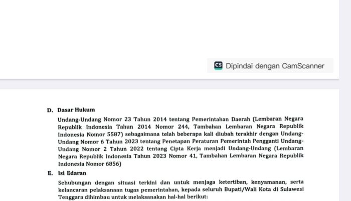 Tegas! Lewat Surat Edaran, Gubernur Sultra Minta Jajaran Fokus pada Kebutuhan Rakyat