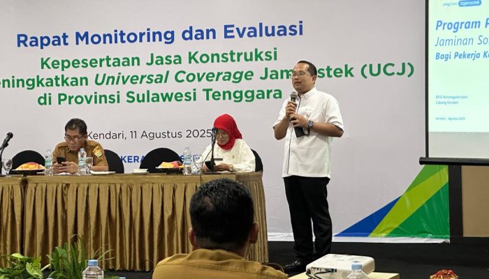 Kepatuhan Jaminan Sosial Pekerja Konstruksi di Sultra Rendah, Disnaker dan BPJS Gelar Monev