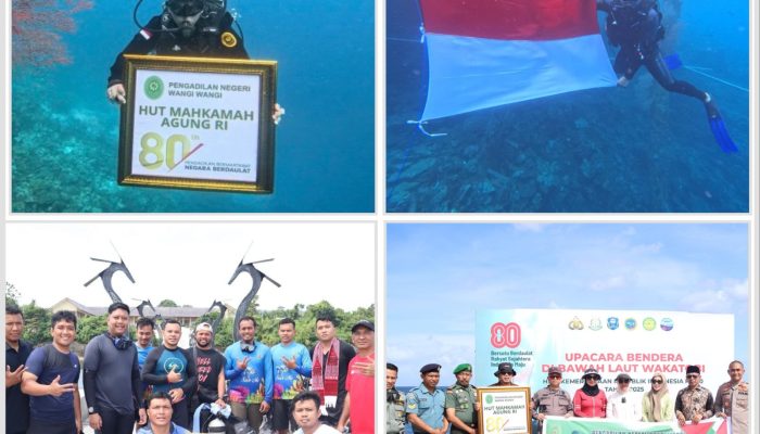 PN Wangi-Wangi Kibarkan Merah Putih di Dasar Laut UNESCO, Rayakan Kemerdekaan dan HUT MA ke-80