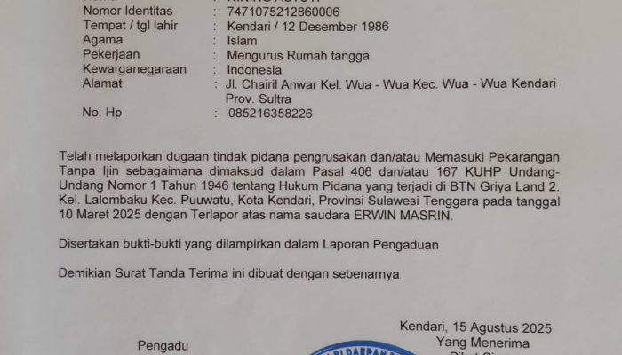 Bersembunyi di Balik Seragam, Oknum Satpol PP Kendari Dilaporkan Atas Dugaan Kekerasan Terhadap Ibu dan Anak