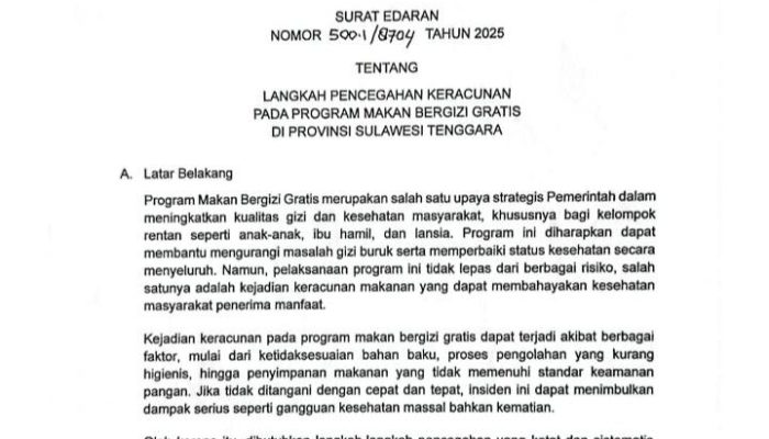 Gubernur Andi Sumangerukka Terbitkan SE Khusus, Jamin Keamanan Program Makan Bergizi Gratis di Sultra
