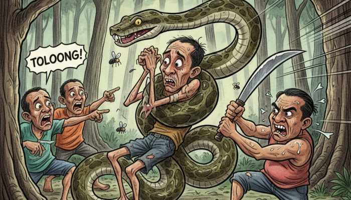 Petani Buton Selatan Tewas Dililit Piton Raksasa 7 Meter