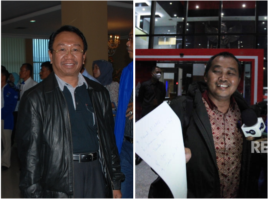 oordinator MAKI Boyamin Saiman saat memberikan keterangan terkait gugatan hukum terhadap KPK